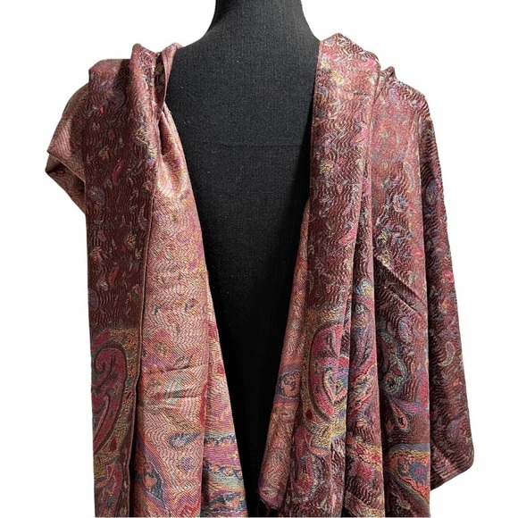 Elegant Shawl in Dark Maroon- Versatile Wrap, Scarf, Poncho, or Cape Soft Rayon - Picture 8 of 16